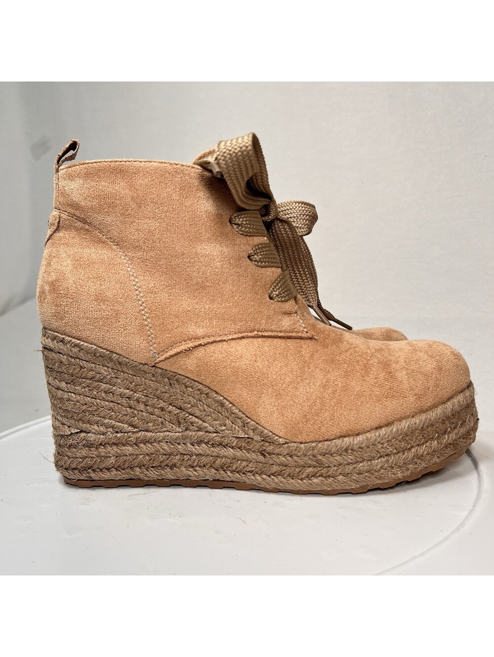 Women's Fashion Jute Rope Casual Wedge Ankle Boots Size 9